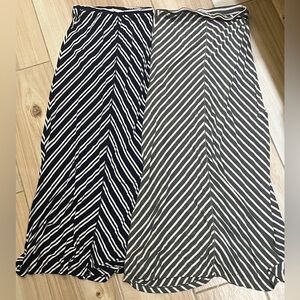 Max Studio Black and White Chevron A-Line Skirt